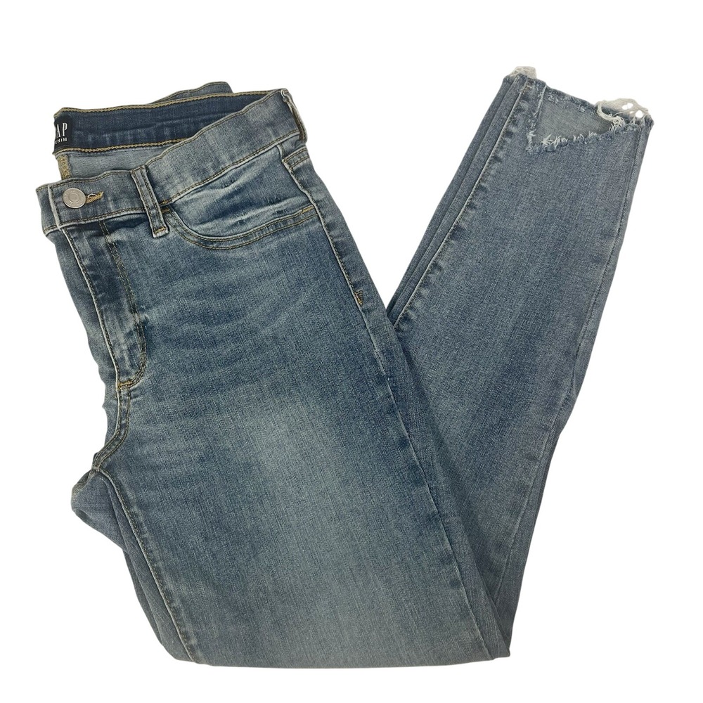 Gap 1969 Perfect‎ Legging Jeans Sz 30 Raw Hem Denim Blue (Actual Waist 32")